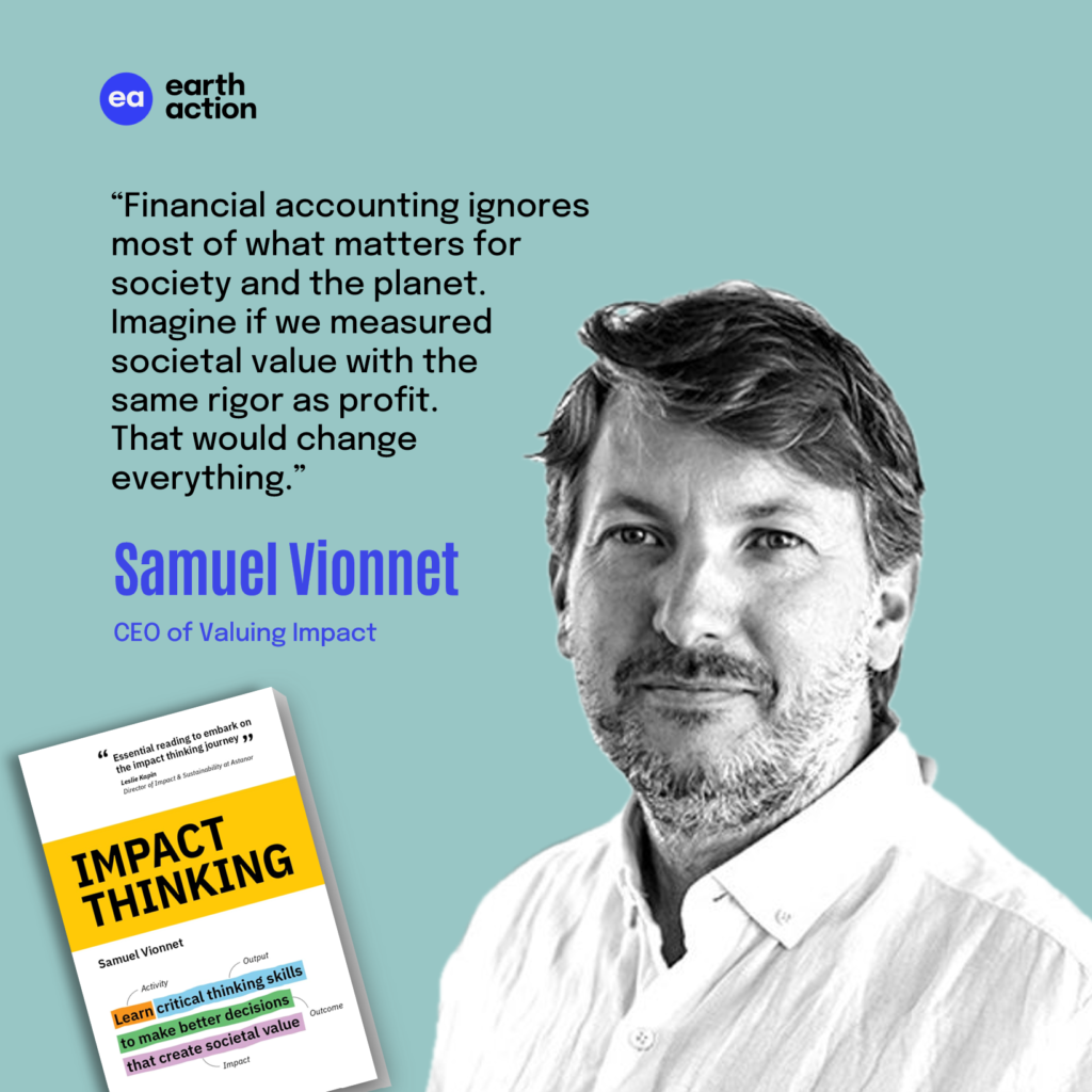 A portrait of Samuel Vionnet and his new book 'impact thinking'